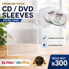 PREMIUM 300 x CD DVD Clear Plastic Sleeves with Flap - Holds 1 Disc Mailer 100um picture