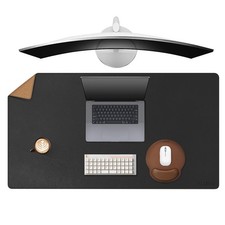XL Reversible Cork Leather Desk Mat Pad Waterproof Mouse Pad 40x24 Inch Black picture