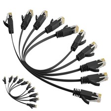 Elecan Cat 6 Flat Ethernet Cable 1 Ft/10 Pack, High Speed Slim Short Patch Cable picture