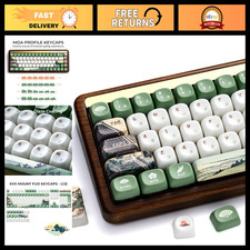 Japanese Mount Fuji Keycap Set - 129 White & Green PBT Custom Keycaps for Mechan picture