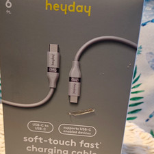 heyday USB-C to USB-C Soft-Touch Fast Charging USB Cable 6ft Gray 240W PD picture