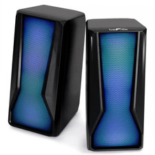 beFree Sound Color LED Dual Gaming Speakers, Compact w Iron Mesh Front Design  picture