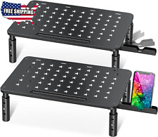 2 Pack Premium Metal Monitor Riser Height Adjustable Stand with Unique Star Mesh picture