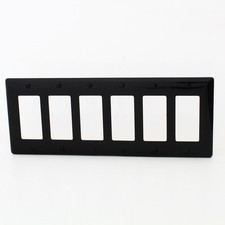 Hubbell Black 6-Gang Decorator Rocker Switchplate UNBREAKABLE Wallplate NP266BK picture