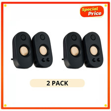 2 Pack onn AC Powered Computer Speakers 2.0 Stereo 3.5mm AUX Bass Control 6W picture