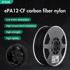 eSUN 3D Printer Filament PA12-CF Carbon Fiber 1.75mm 1KG High Strength Filaments picture