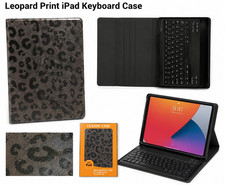 Leopard Print Keyboard Folio Stand Case for Apple iPad 9th GEN 10.5in Black/Gray picture