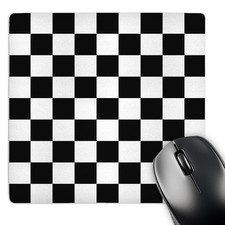 3dRose Black White Checkered Pattern Chess Racing Flag 8x8 Mouse Pad picture