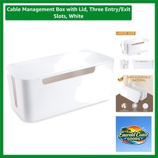 Sleek White Cable Organizer Box - Waterproof Power Strip Cover with Three Slots picture