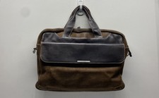 Pelle Studio Dark Brown Leather Suede Laptop Briefcase Messenger Bag 19