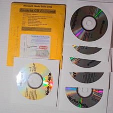 Microsoft Works Suite 2001 Office Software Suite CDs w/ Encarta CD & COA picture