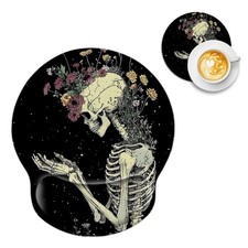 Flowers Growing Out of Skeleton Pattern Ergonomic Mouse Pad with Wrist Suppor... picture