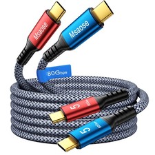 2-Pack 5ft Braided Thunderbolt 5 Cables, 80Gbps, 240W PD, 8K@165Hz, Red & Blue picture