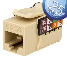 Vertical Cable CAT6 RJ45 Keystone Jack Network Connector - Ivory - 25 Pack picture