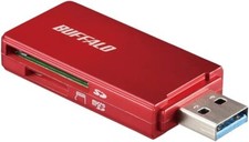 New iBUFFALO SD card reader BSCR27U3RD USB3.0 microSD Red from Japan picture
