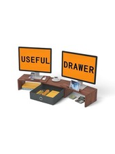 Dual Monitor Stand Riser with Drawer - Adjustable Length and Angle, 2 Phone Hold picture