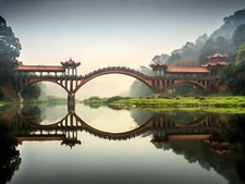 Landscape bridge reflection china Custom Gaming Mat Desk picture