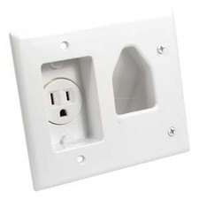 10 Pack of Recessed Low Voltage Cable Plate with Recessed Power, White picture