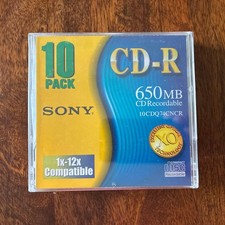 10 Pack Sony CD-R w/ Full Size Jewel Case 650MB / 74Min CDQ74CN, NEW Sealed picture