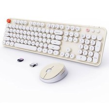 Retro Typewriter Style Wireless Keyboard / Mouse Combo, White picture