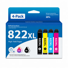 822XL 4PK BK/C/M/Y With Chip High Yield Ink for WF-3820 WF-4820 WF-4830 WF-4834 picture