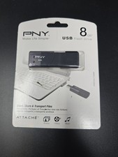 PNY 8GB Flash Drive • USB Retractable Black Photos Music Videos 2012 New SEALED picture
