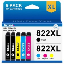 822XL 5PK Ink Cartridge Compatible for 822 Workforce Pro WF-3820 WF-4830 WF-4833 picture