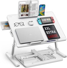 Laptop Bed Tray Table, SAIJI Adjustable Laptop Bed Table (White, XL) picture