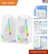 GS510 RGB Wired Desktop Speakers, 2.0 Channel Stereo Sound, White picture