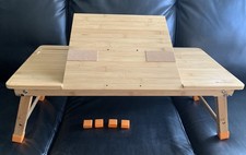 Nnewvante Bamboo Laptop Table Adjustable Lap Tray Bed Serving Tray picture