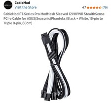 CableMod RT-Series Pro ModMesh Sleeved 16-Pin To Triple 8-Pin White&Black *New* picture