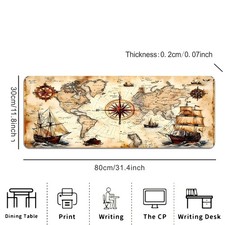 1pc Nautical Vintage Map Design Extended Mouse Pad, 23.6 x 13.7 inches, Durabl picture