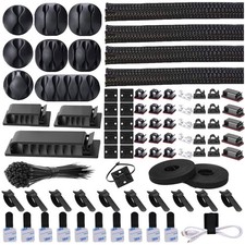 N NOROCME 192 PCS Cable Management Kit Clips Straps Ties Organizer Set picture