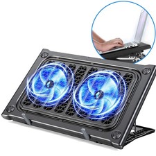 2 Fan USB Cooler Laptop Cooling Pad Stand LED Light Radiator 12-17