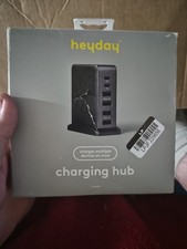 Heyday 6-Port Charging Hub USB-C & USB-A Tower Black Saffiano NEW – 64W Power picture