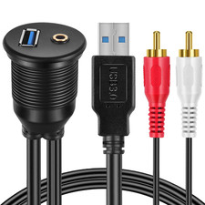 Flush Mount Cable Kit 3 Ft USB 3.0 Male to Female and 2 RCA Male to 3.5Mm Female picture