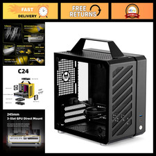 Compact Mini ITX PC Case with Handle - Sleek Black Design, Easy Access & Ventila picture