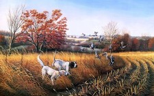 Landscape dog birds fall painting Custom Gaming Mat Desk picture