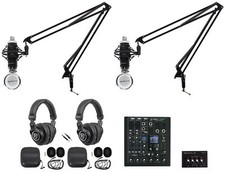 2-Person Podcast Podcasting Recording Kit w/Mackie ProFX6 v3+ Mixer+Boom Arms picture