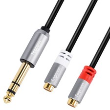 Togconn 6.35mm to Dual RCA Y-Adapter Splitter Cable 0.6 Feet,6.35mm 1 Pack picture