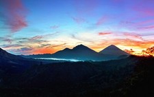 Landscape mountains sunrise bali silhouette low Custom Gaming Mat Desk picture