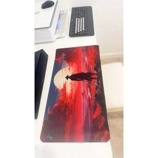 Red Moon Samurai Silhouette Large Gaming Mouse Pad 23.6