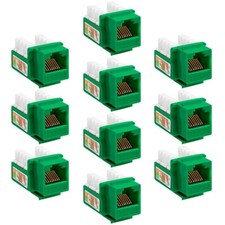 10x Cat5e RJ45 Network LAN Ethernet Keystone Jack 110 Punch Down Snap In Green picture