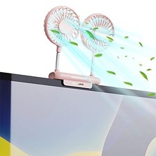 Desktop Fan with 2 Rotatable Heads, 3 Speeds, Sturdy Clamp, USB Powered Pink picture