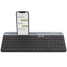 Logitech K580 Dual Mode Thin Wireless Keyboard Multi-Device Phone Holder Black picture