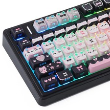 113 Keys PBT Side Print Cat Keycaps Mao Profile Fits 60 65 75 100 Percent MX picture
