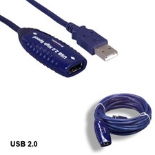 KNTK 16' Blue USB 2.0 Active Extension Repeater With NEC IC Chip UPD720114 Data picture
