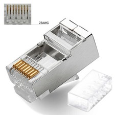 100 pcs RJ45 CAT6 Shielded w Load Bar Insert Modular LAN Network Connector Cable picture