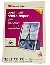 Office Depot Premium Photo Paper Glossy 100 Sheets 9 Mil 4x6 Item #934344 Sealed picture