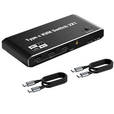 2x1 8K USB C KVM Switch 3.5mm 100W PD Charge Type C KVM Switch Accessories picture